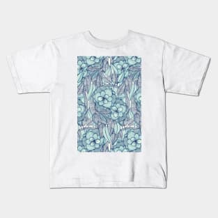 Teal Magnolias – a hand drawn pattern Kids T-Shirt